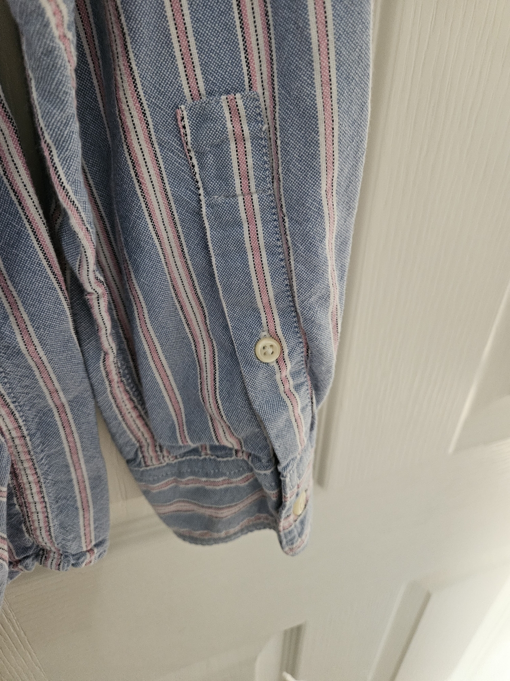 Chaps Womens Blue and Pink Stripe Button-Down Shirt 100% Cotton - Picture 8 of 16